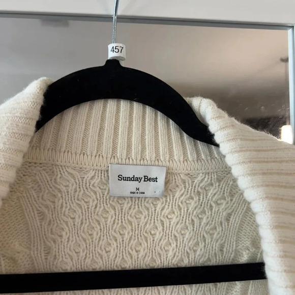 457 Sunday Best Gigi Sweater Cableknit Woven Cardigan Sweater Size Medium - Picture 8 of 10